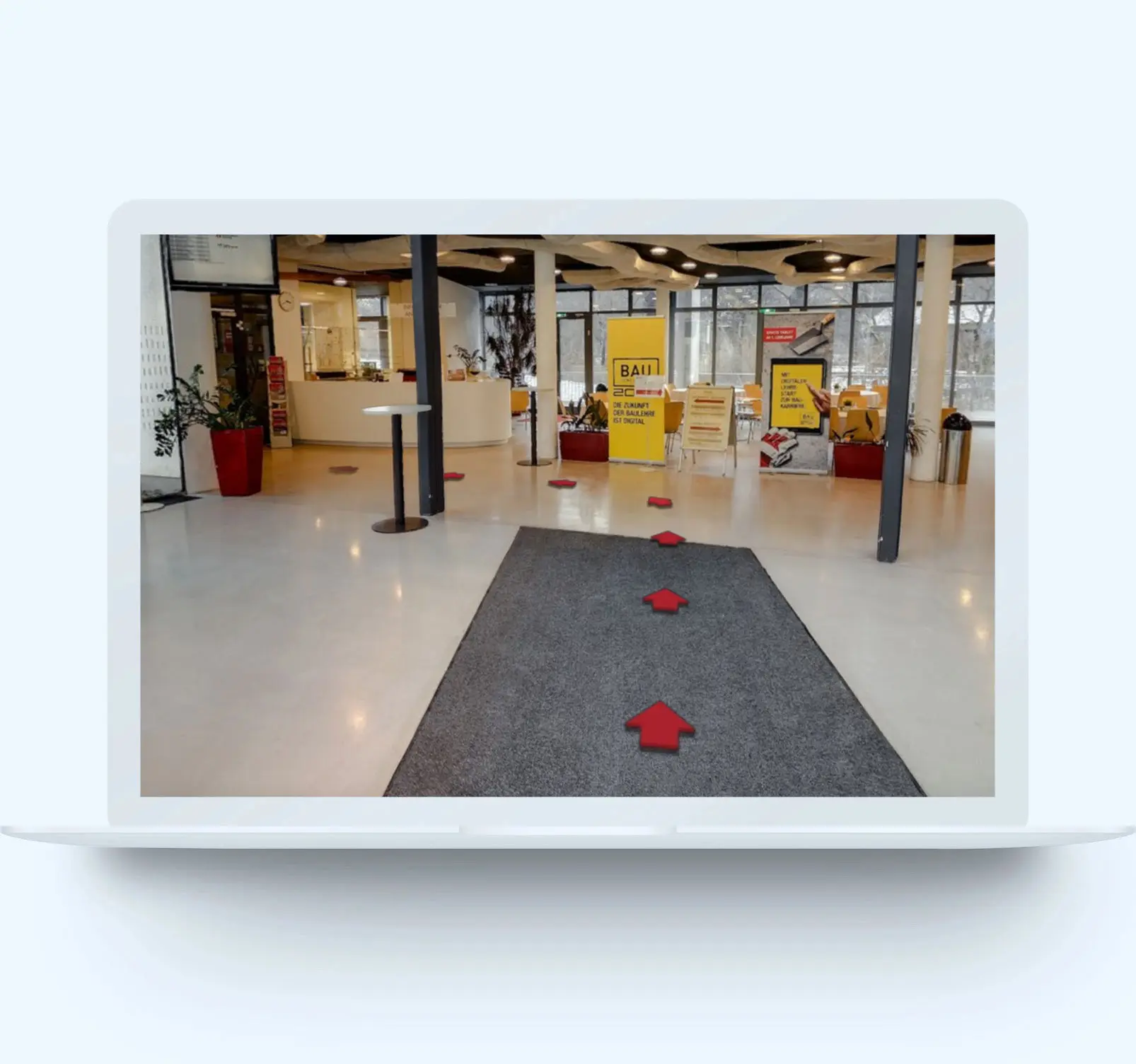EXP360 VR wayfinding shown on a laptop